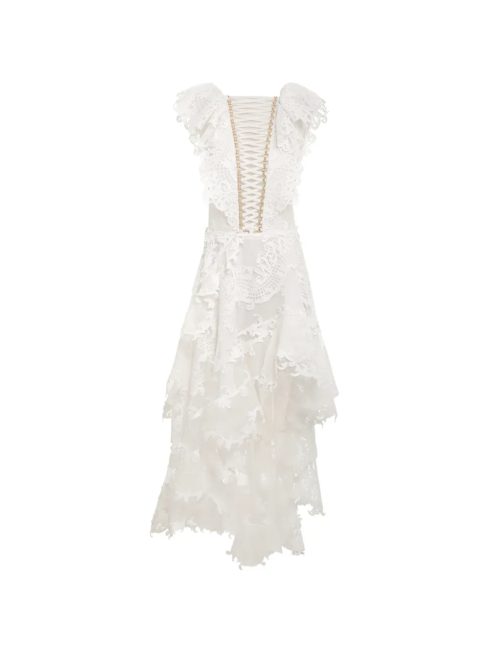 ZIMMERMANN guipure lace ruffled maxi dress - White