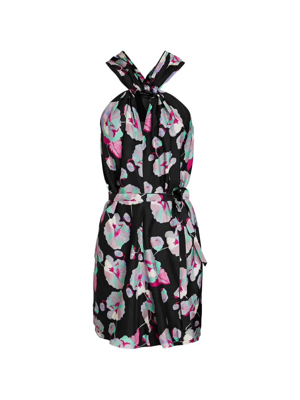 ISABEL MARANT twist-front floral-print mini dress - Black