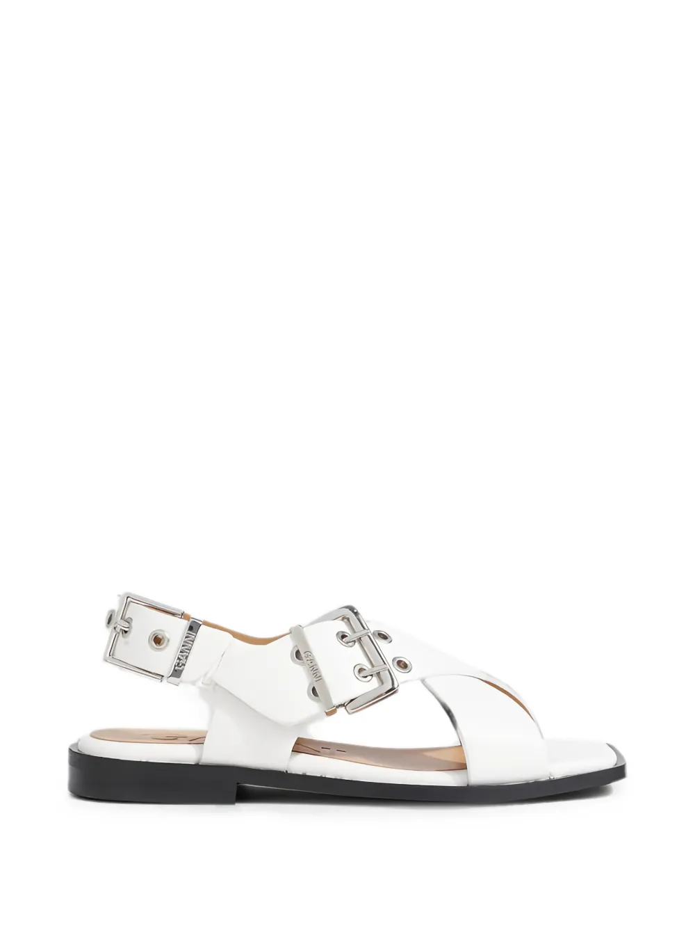 GANNI buckled crossover-strap sandals Wit