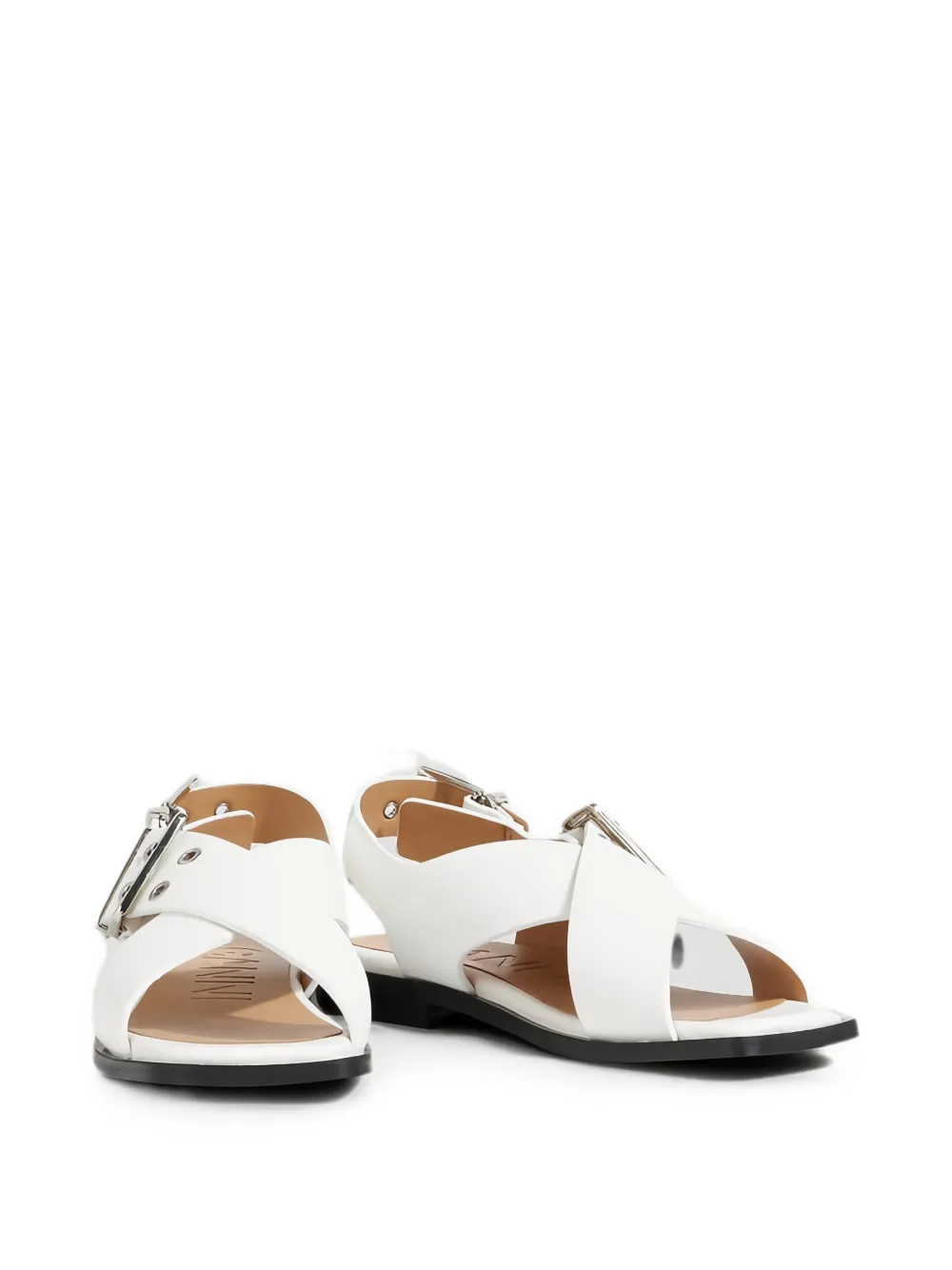 GANNI buckled crossover-strap sandals Wit