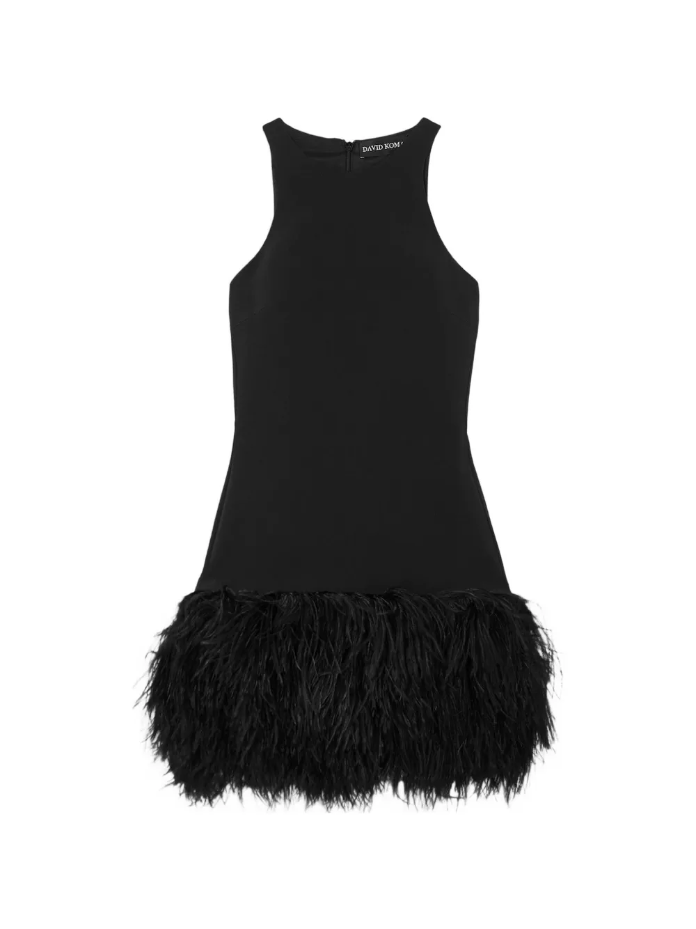 David Koma feather-trimmed dress - Black