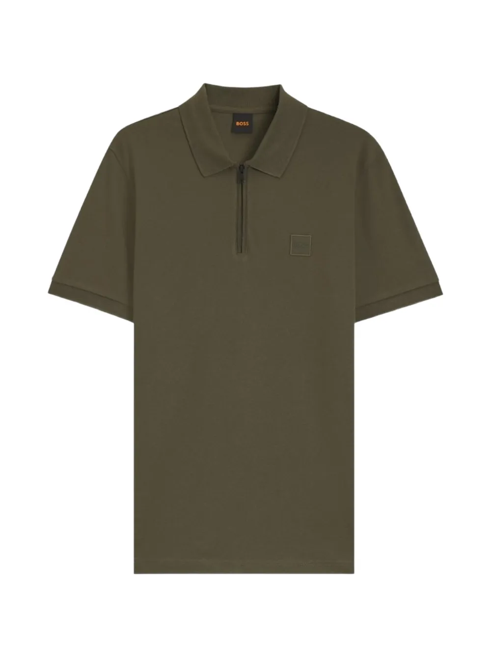 BOSS Polo con logo e zip - Verde