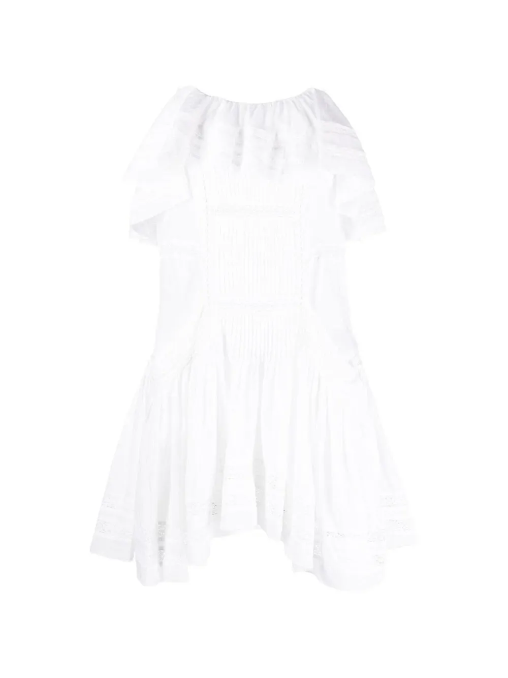 ISABEL MARANT ruffled lace-trim dress - White