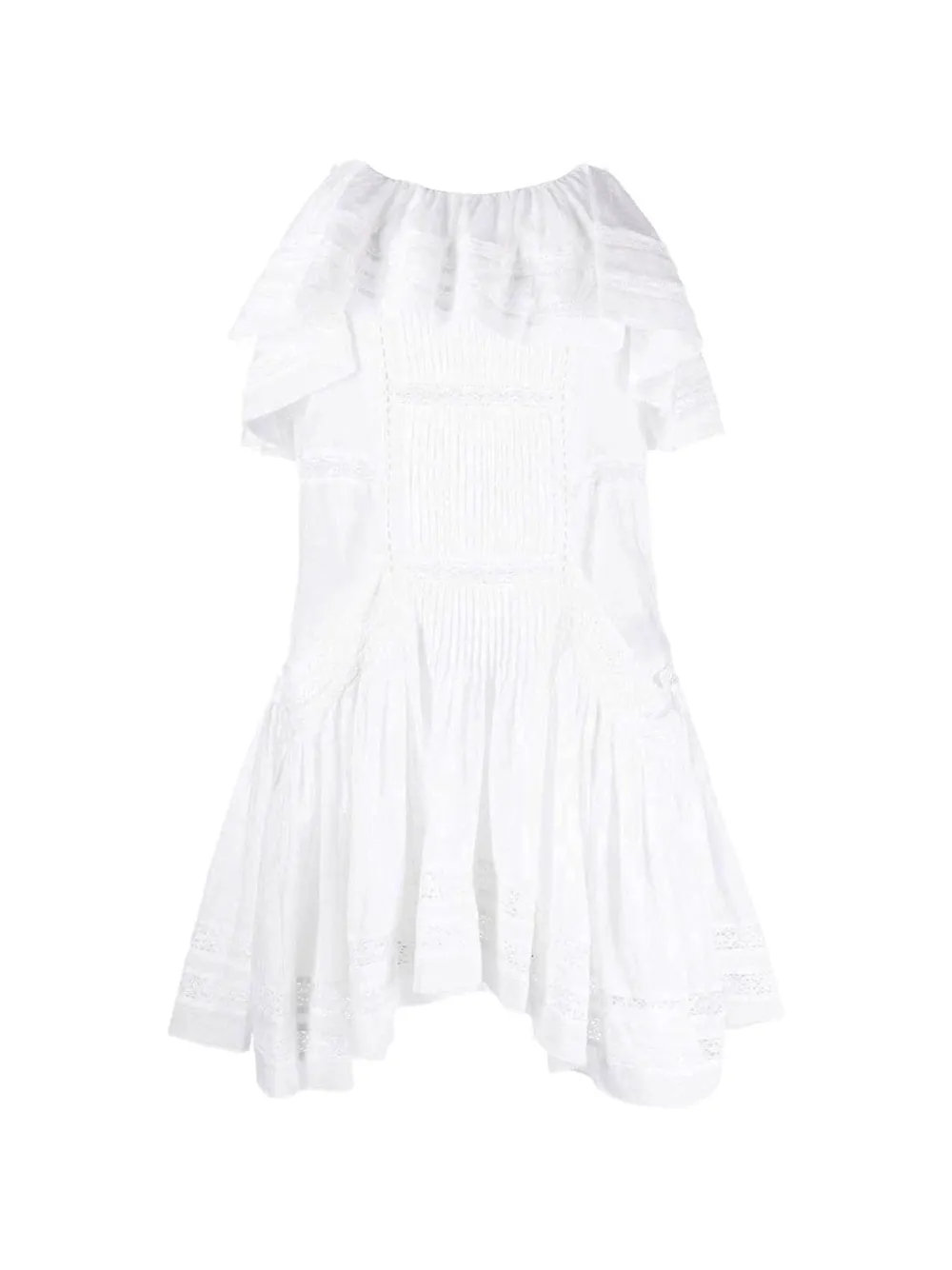 ISABEL MARANT ruffled lace-trim dress - Bianco