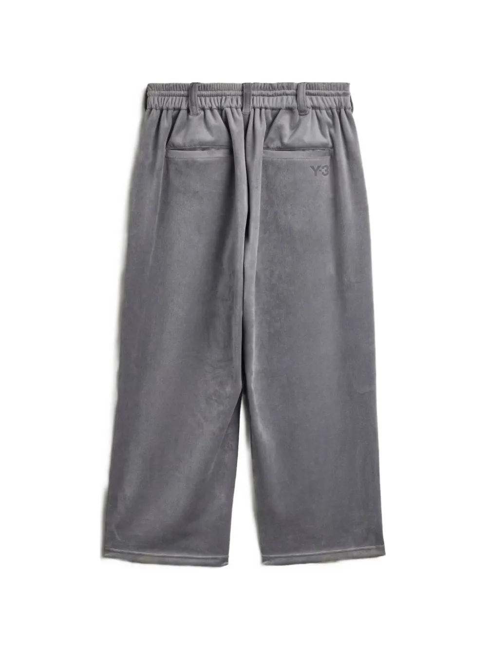 Y-3 velvet-effect drawstring trousers Grijs