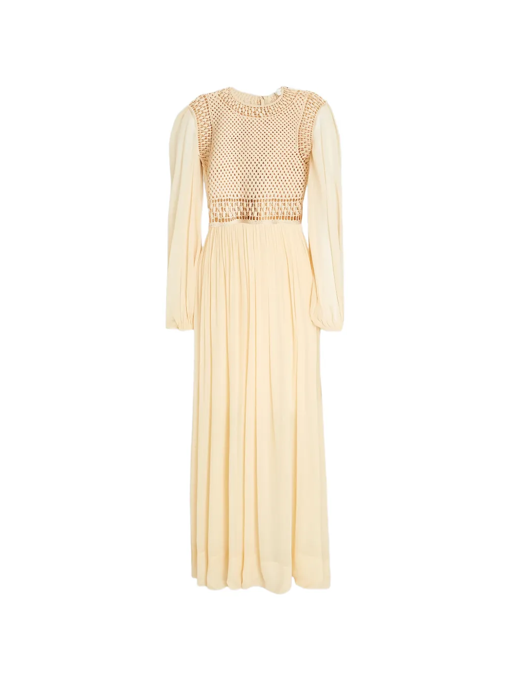 ZIMMERMANN crochet-paneled georgette maxi sdress - Neutrals