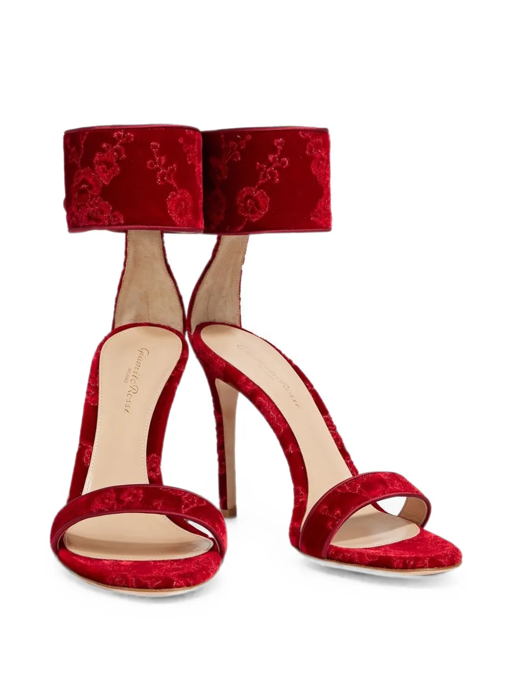 Gianvito Rossi Empress embroidered sandals Rood