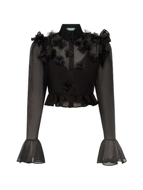 Leo Lin Maeve petal-embellished ruffled blouse