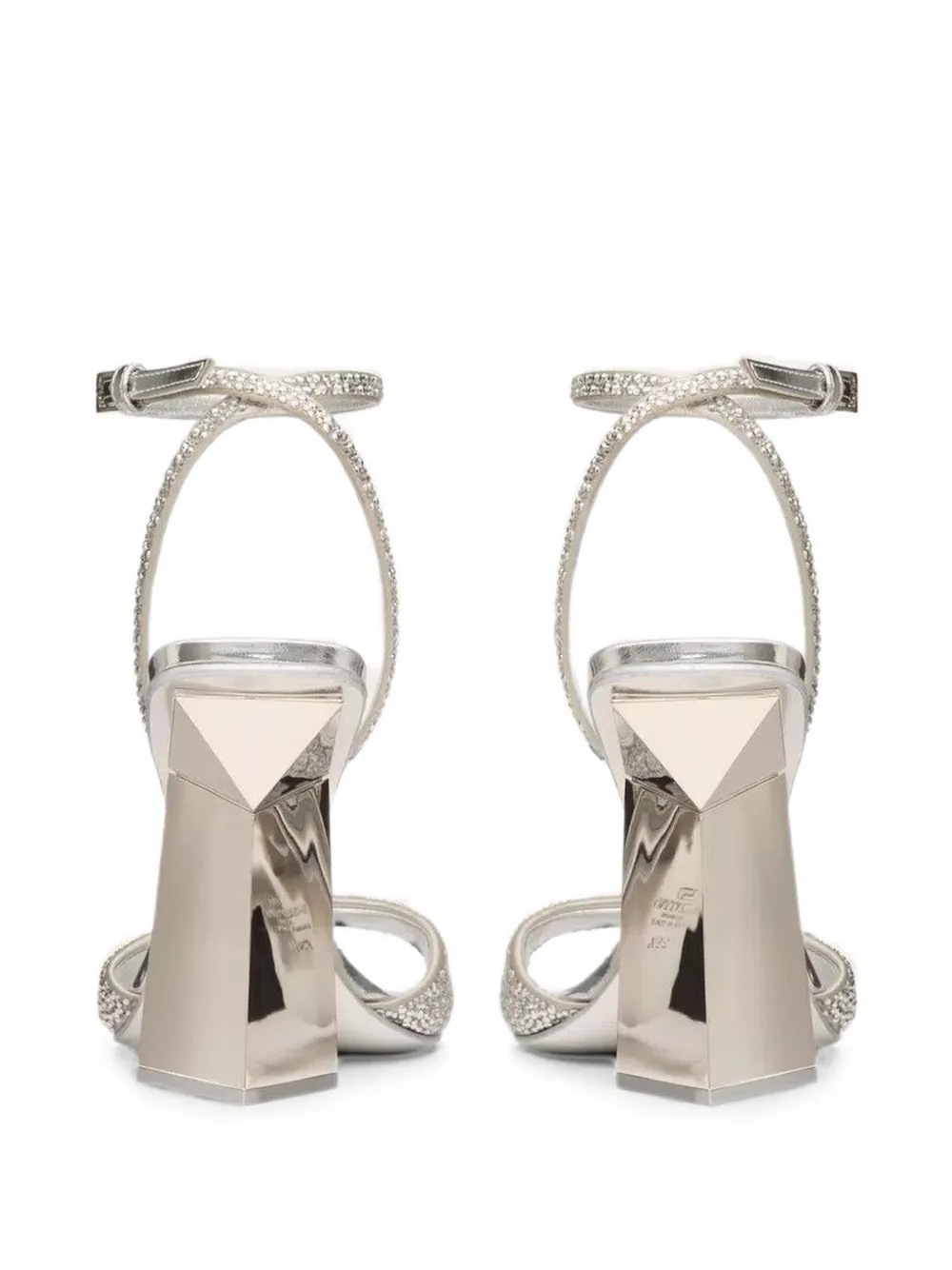 Valentino Garavani crystal-embellished Rockstud-heel sandals Zilver