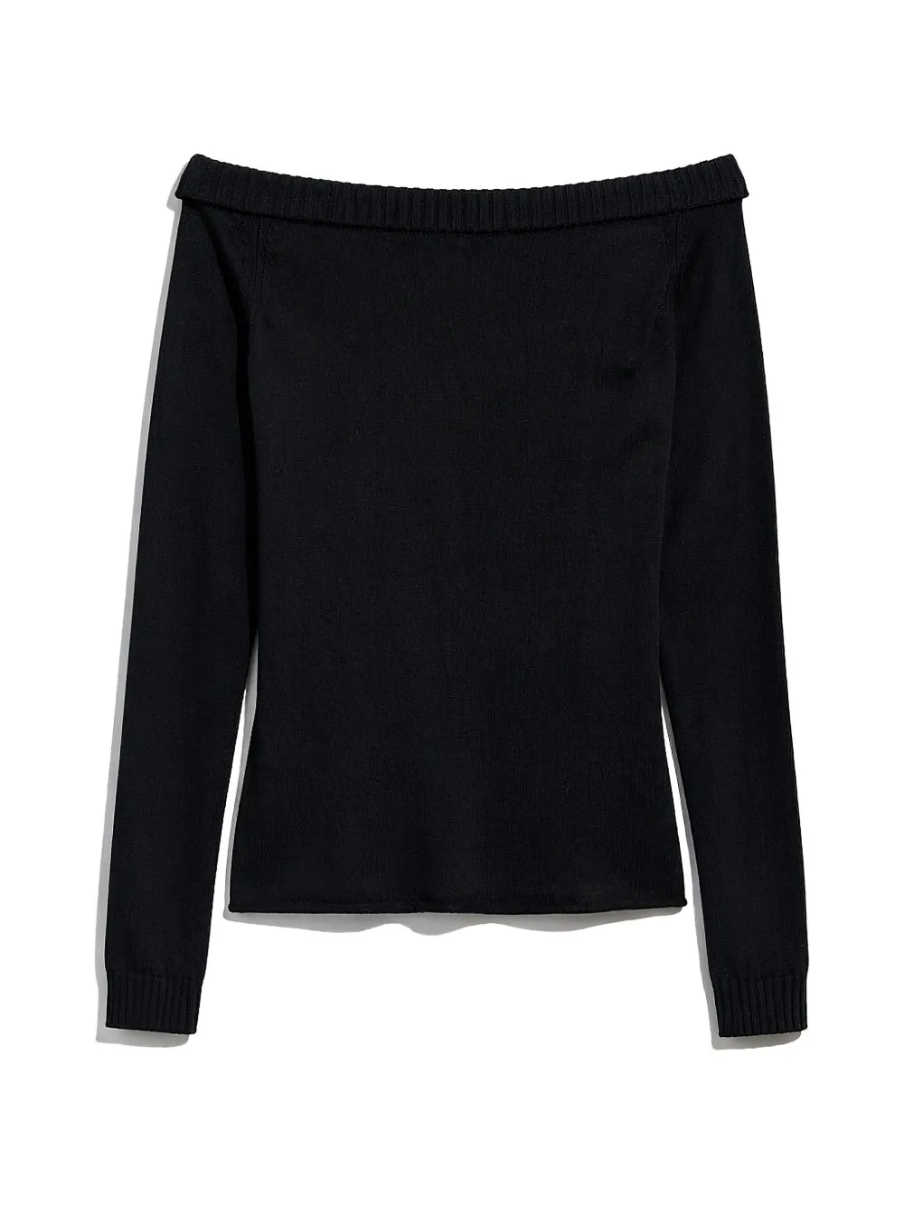 IRO Off-shoulder trui met geribbelde afwerking Zwart