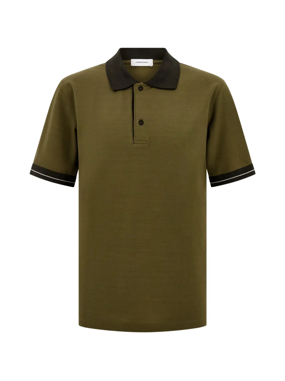 Ferragamo piqué-weave contrast-collar polo shirt - Grün