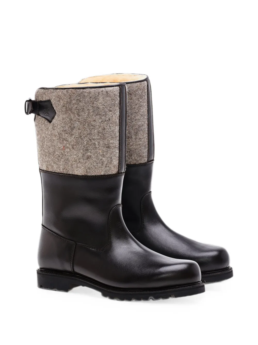 Ludwig Reiter Maronibrater felt-panelled leather boots Bruin
