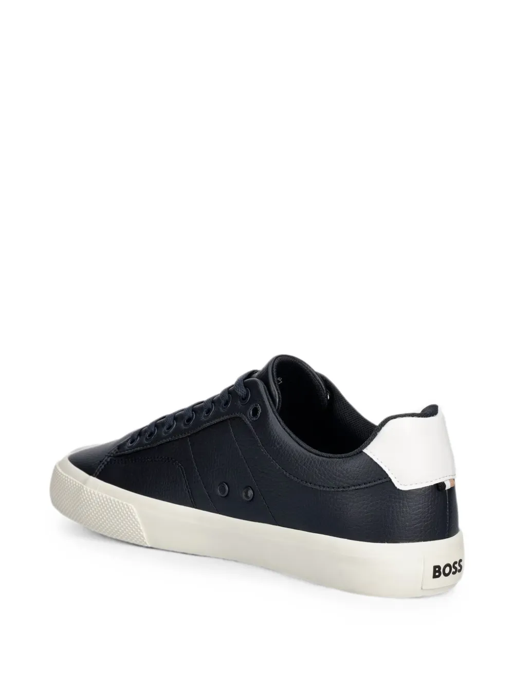 BOSS logo-print panelled sneakers Blauw