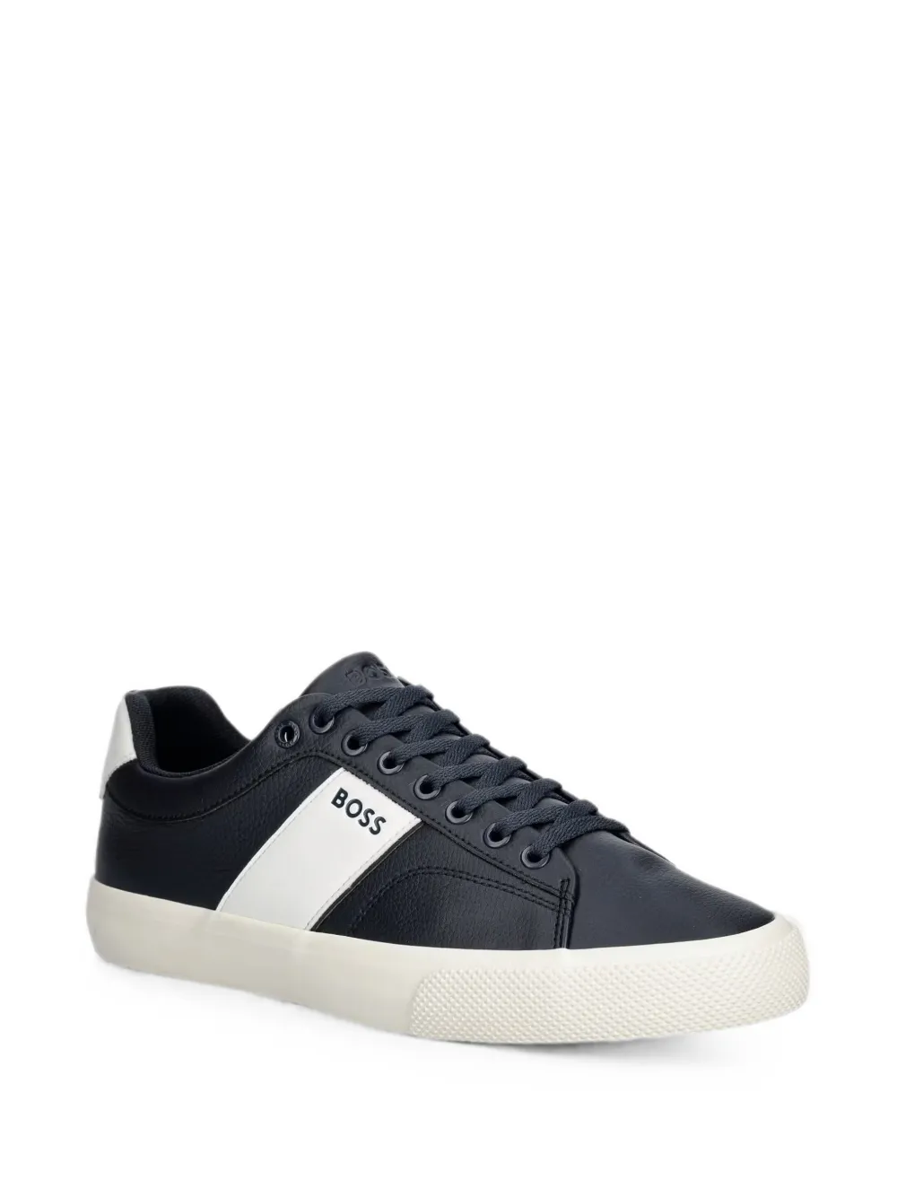 BOSS logo-print panelled sneakers Blauw