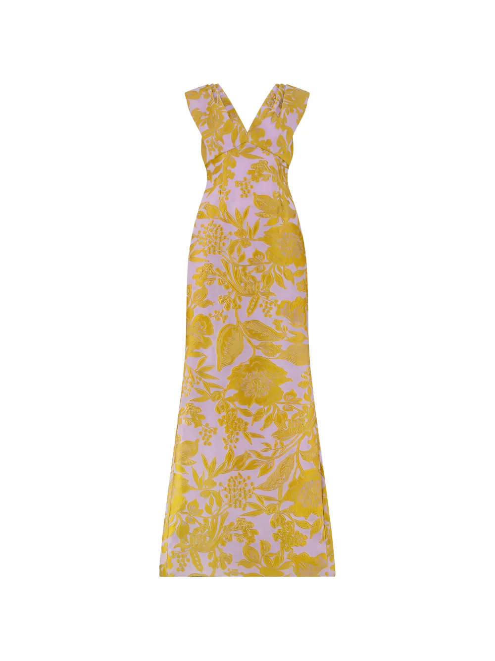 Lela Rose floral-fil coupé V-neck maxi dress