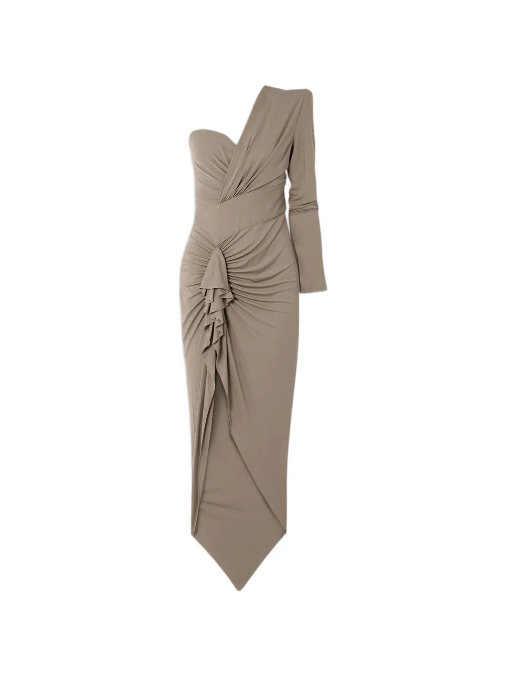 Alexandre Vauthier asymmetric ruffled maxi dress - Marrone