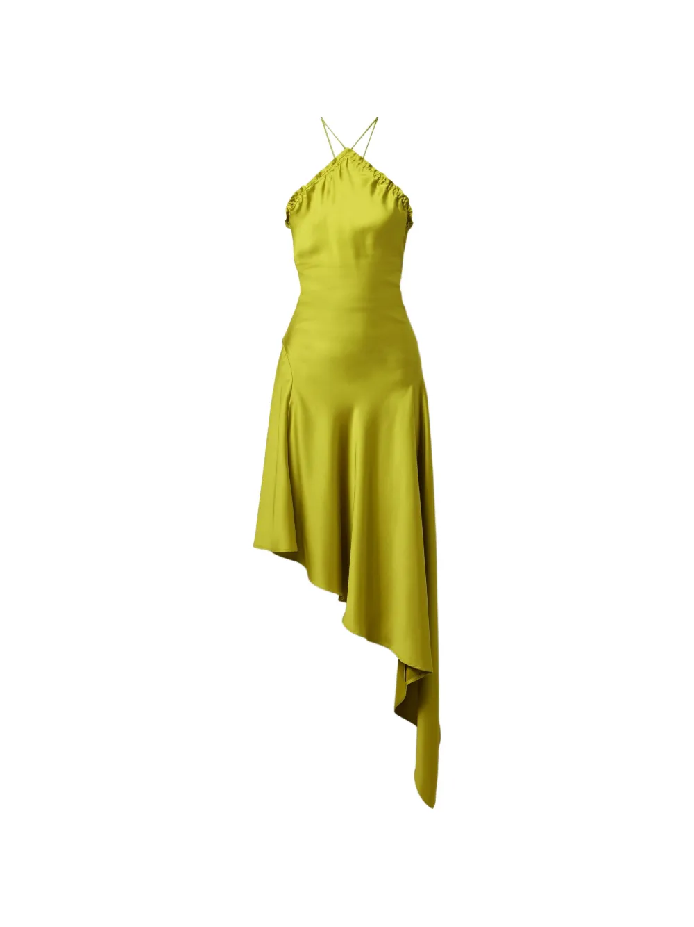 The Attico halterneck asymmetric midi dress - Verde