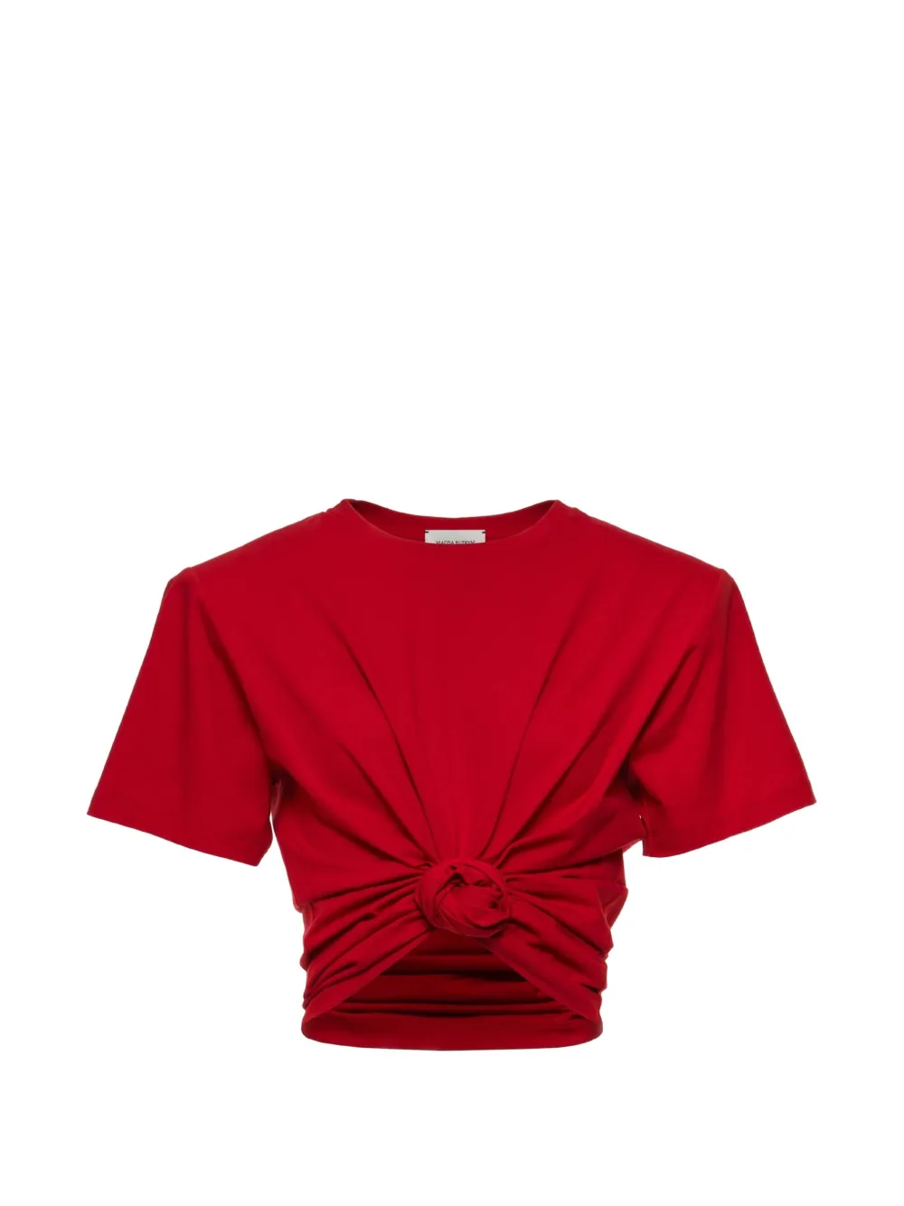 Magda Butrym Knotted Cropped T-shirt In Burgundy