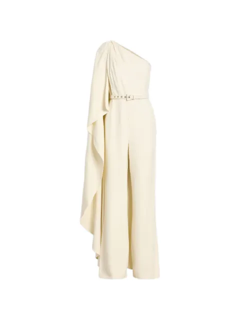 Monique Lhuillier one-shoulder draped jumpsuit