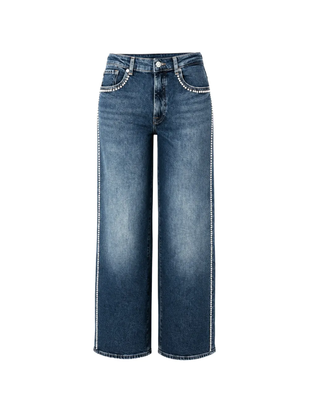 7 For All Mankind stud-embellished wide-leg jeans - Blu