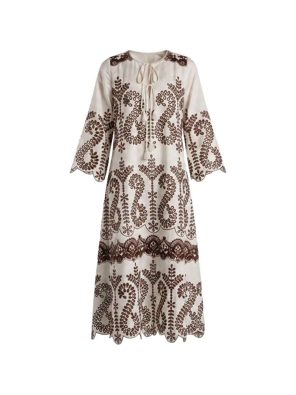 Christy Lynn Norah Midikleid mit Stickerei - Nude
