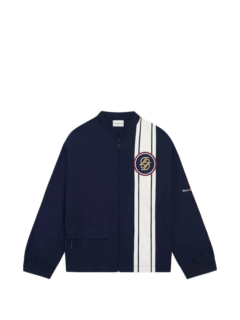 Drôle De Monsieur stripe-pattern logo-patch jacket - Blu