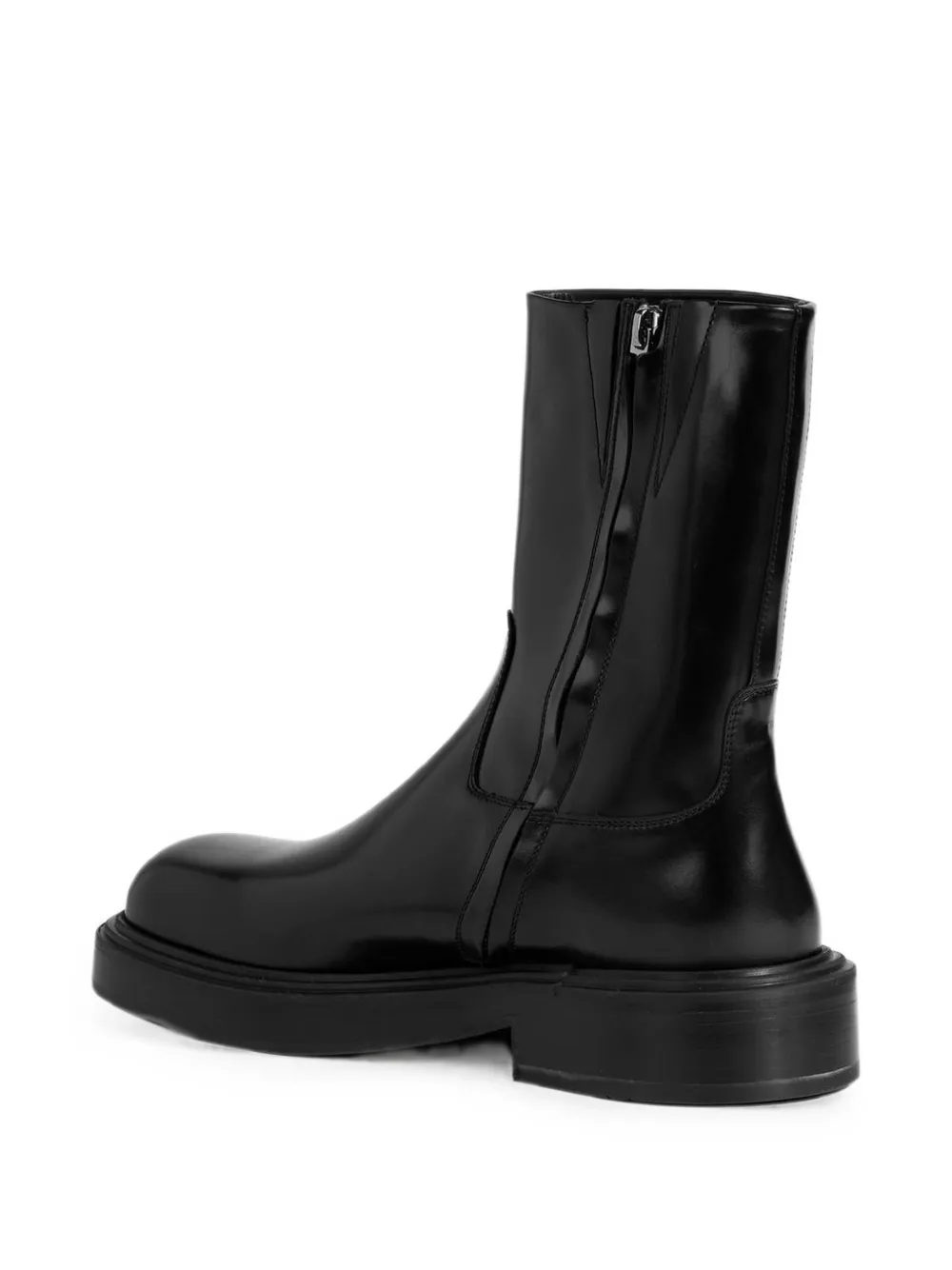 Ferragamo leather block-heel boots Zwart