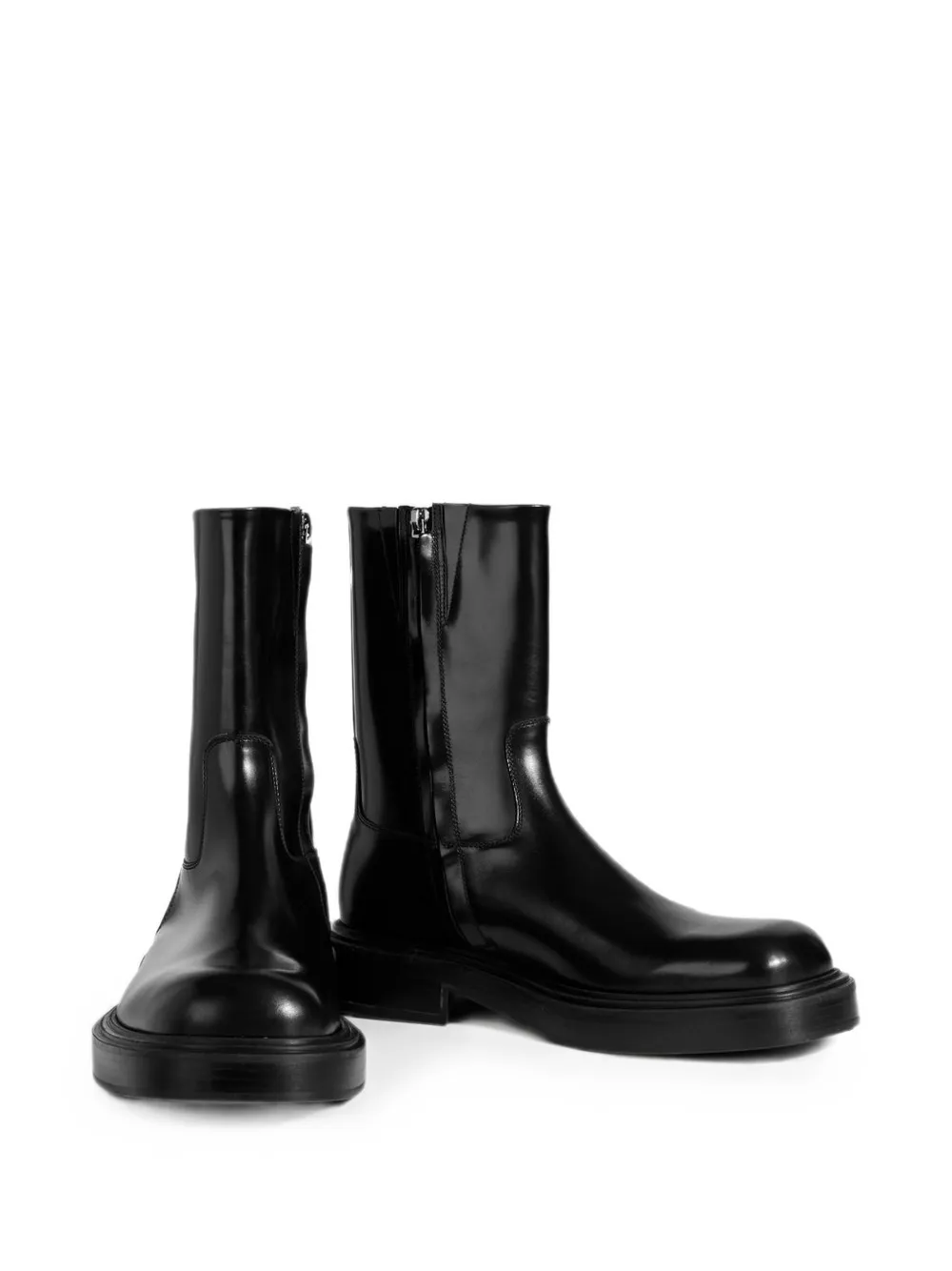 Ferragamo leather block-heel boots Zwart