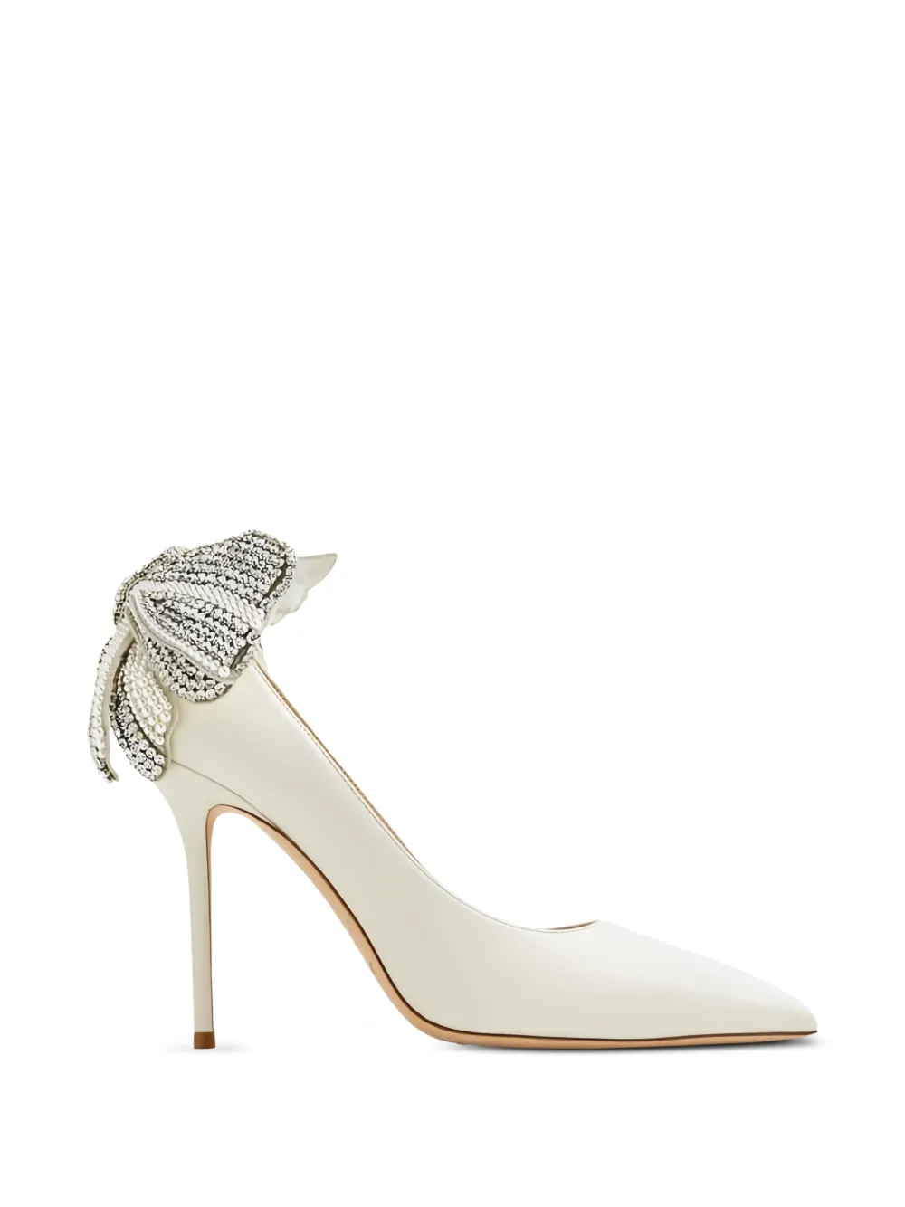 Jimmy Choo Love bow-embellished leather pumps Wit