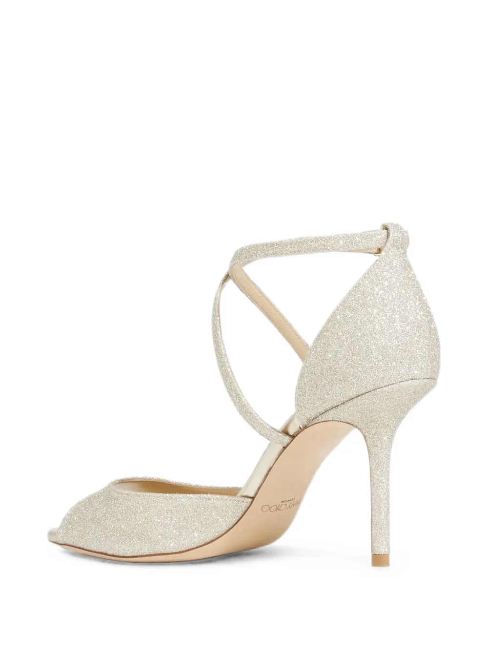 Jimmy Choo Emsy glittered sandals Beige