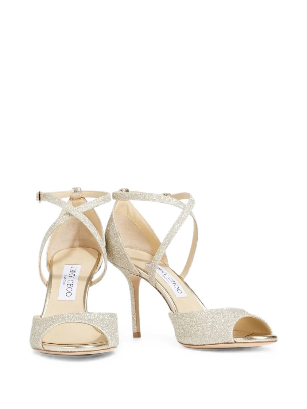 Jimmy Choo Emsy glittered sandals Beige