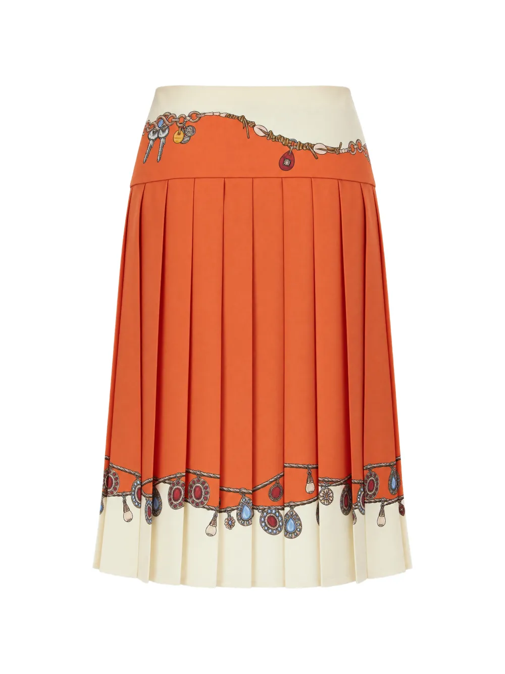 Versace Twill zijden midi-rok met print Oranje