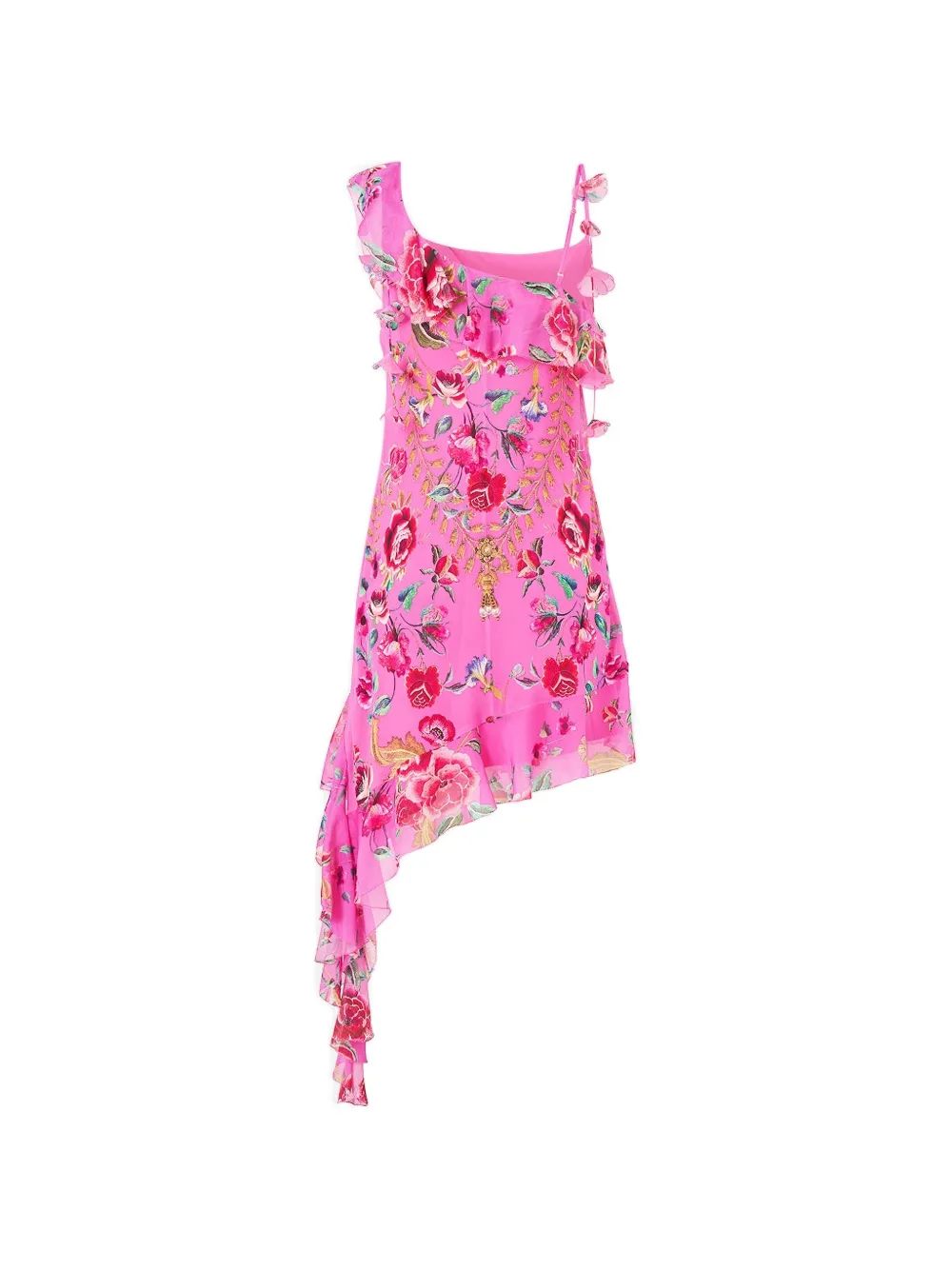 Camilla asymmetric-hem ruffled mini dress - Pink