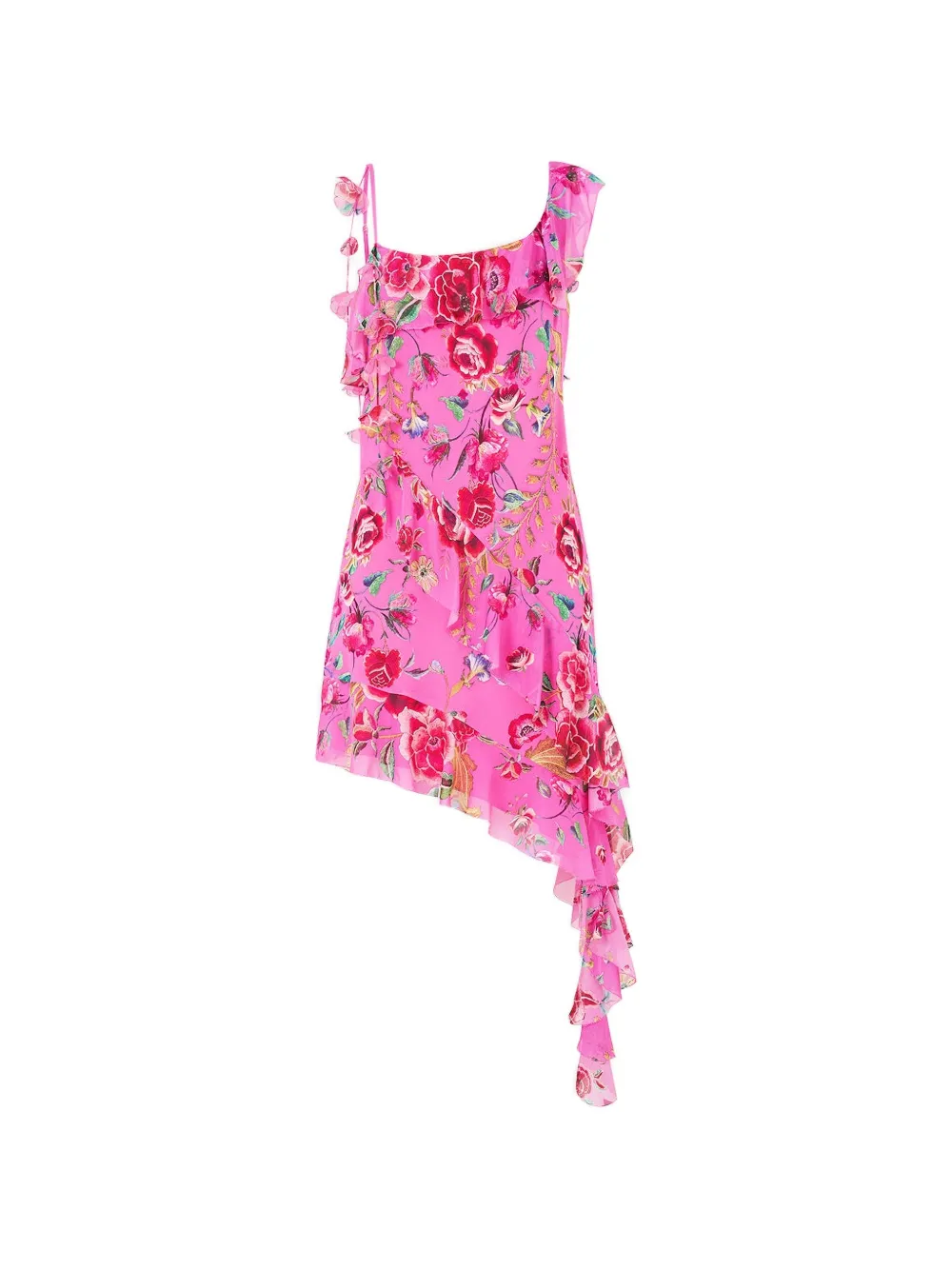 Camilla Mini-jurk met asymmetrische zoom en ruches Roze