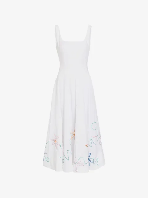 STAUD robe mi-longue brodée à design sans manches