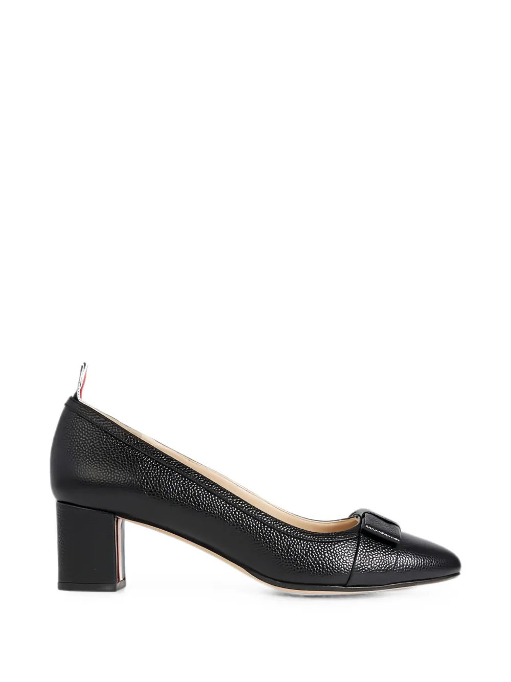 Thom Browne bow-detailed pebbled-leather pumps - Black