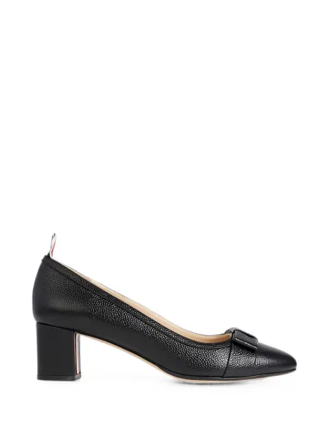 Thom Browne bow-detailed pebbled-leather pumps