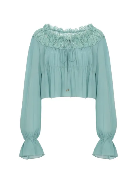 Chloé scoop-neck cropped silk blouse