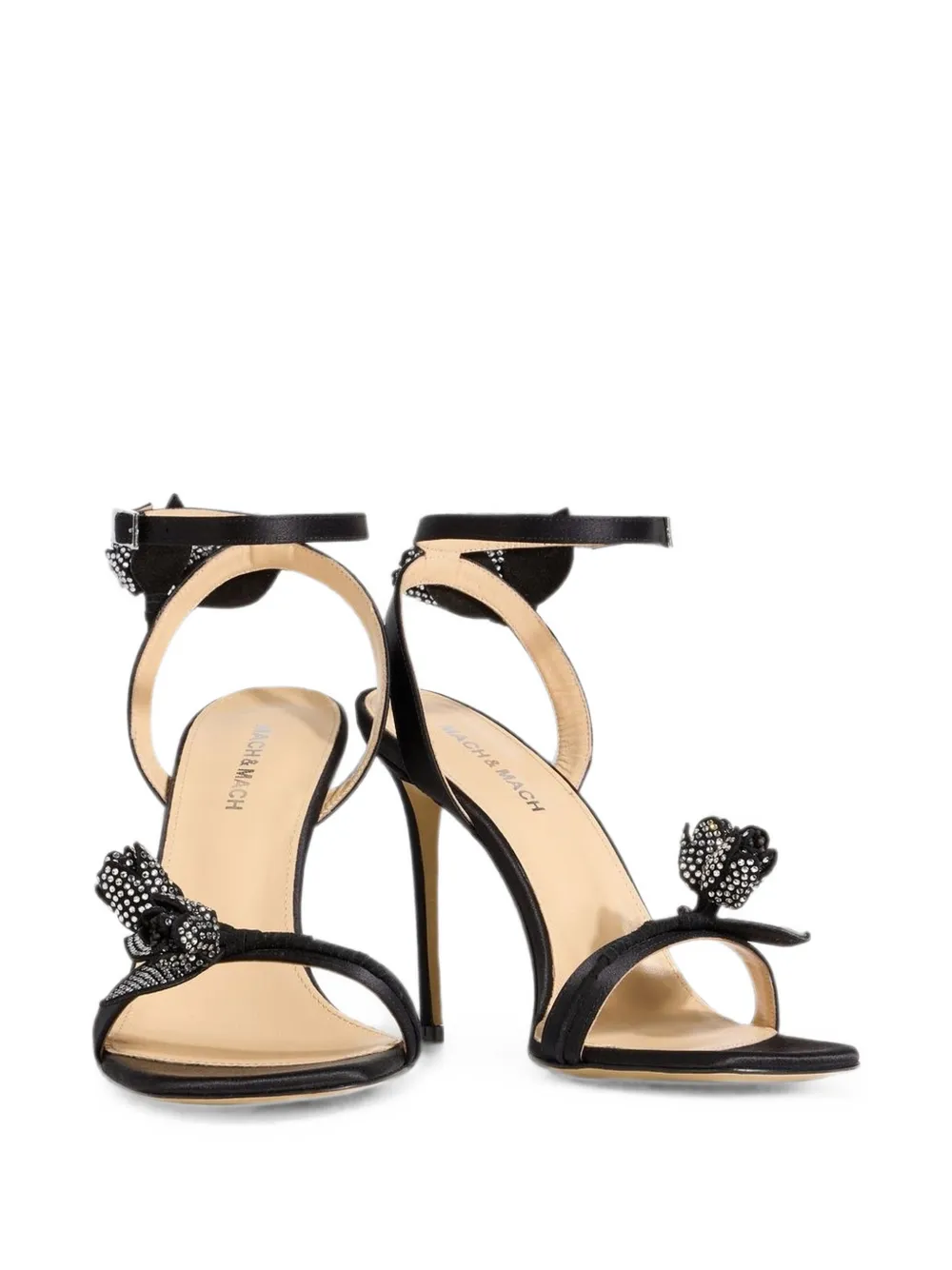 MACH & MACH Wonder Tulip floral-appliqué sandals Zwart