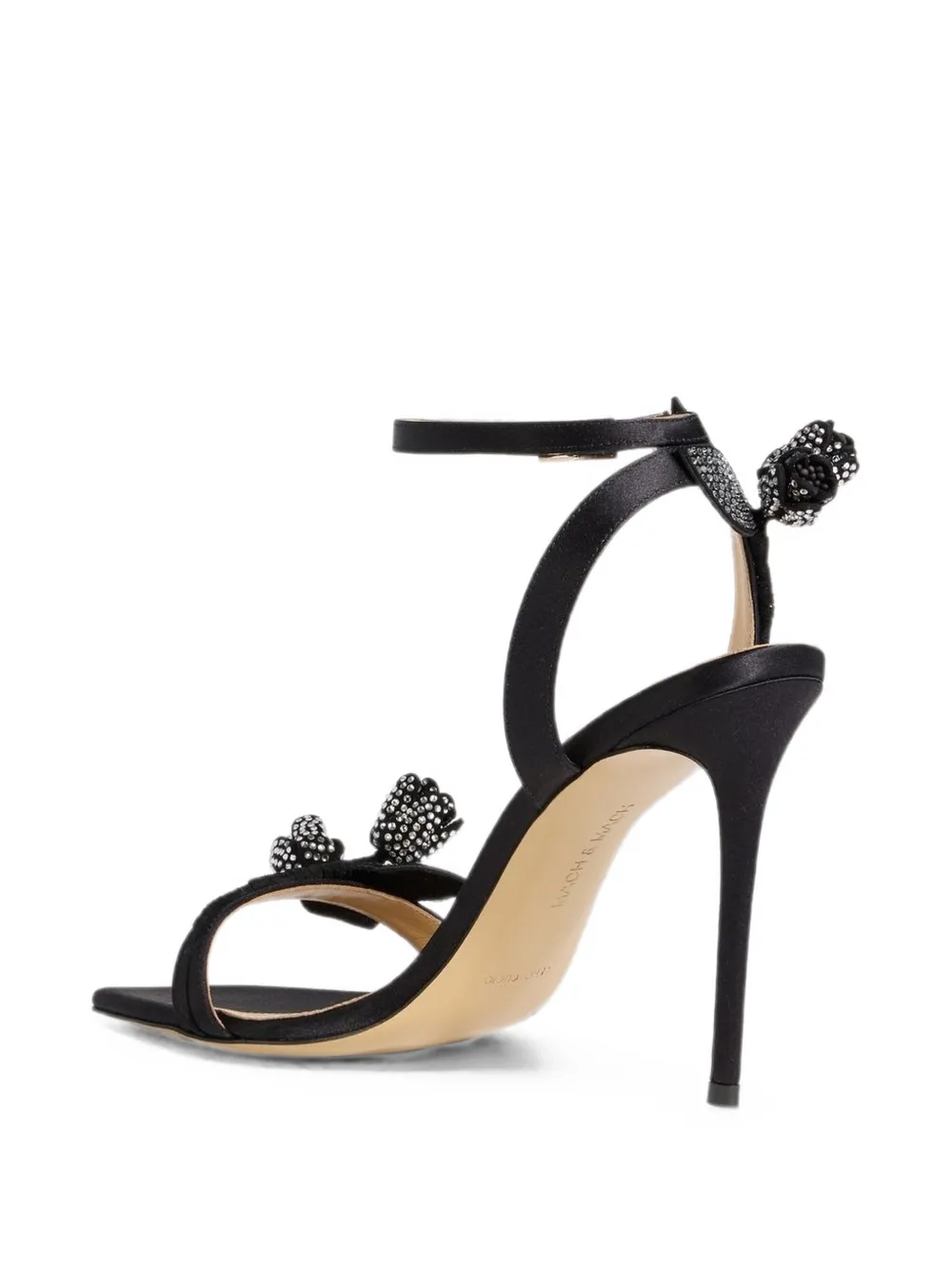 MACH & MACH Wonder Tulip floral-appliqué sandals Zwart