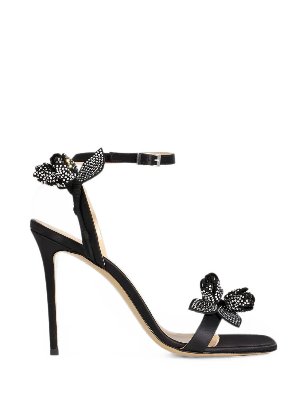 MACH & MACH Wonder Tulip floral-appliqué sandals Zwart