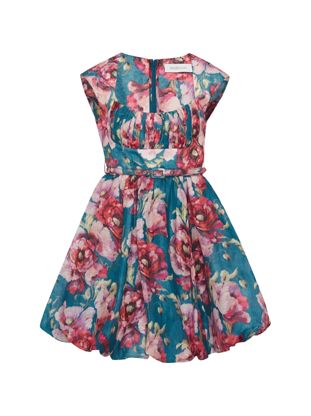ZIMMERMANN floral-print belted mini dress - Blue