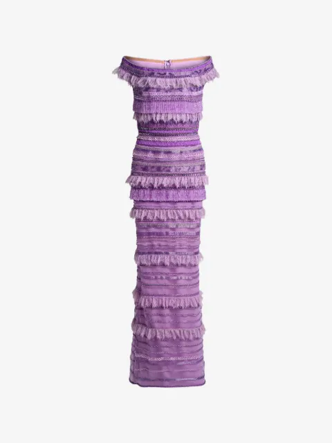 Elie Saab bead-embroidered lace-trimmed dress