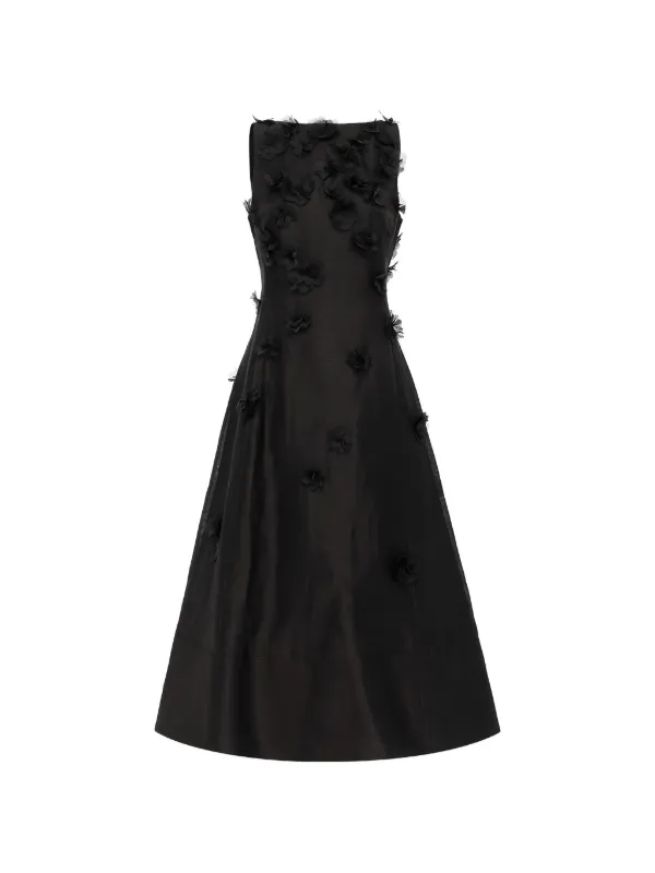 Leo Lin Cleo Petal-embellished Midi Dress in Black