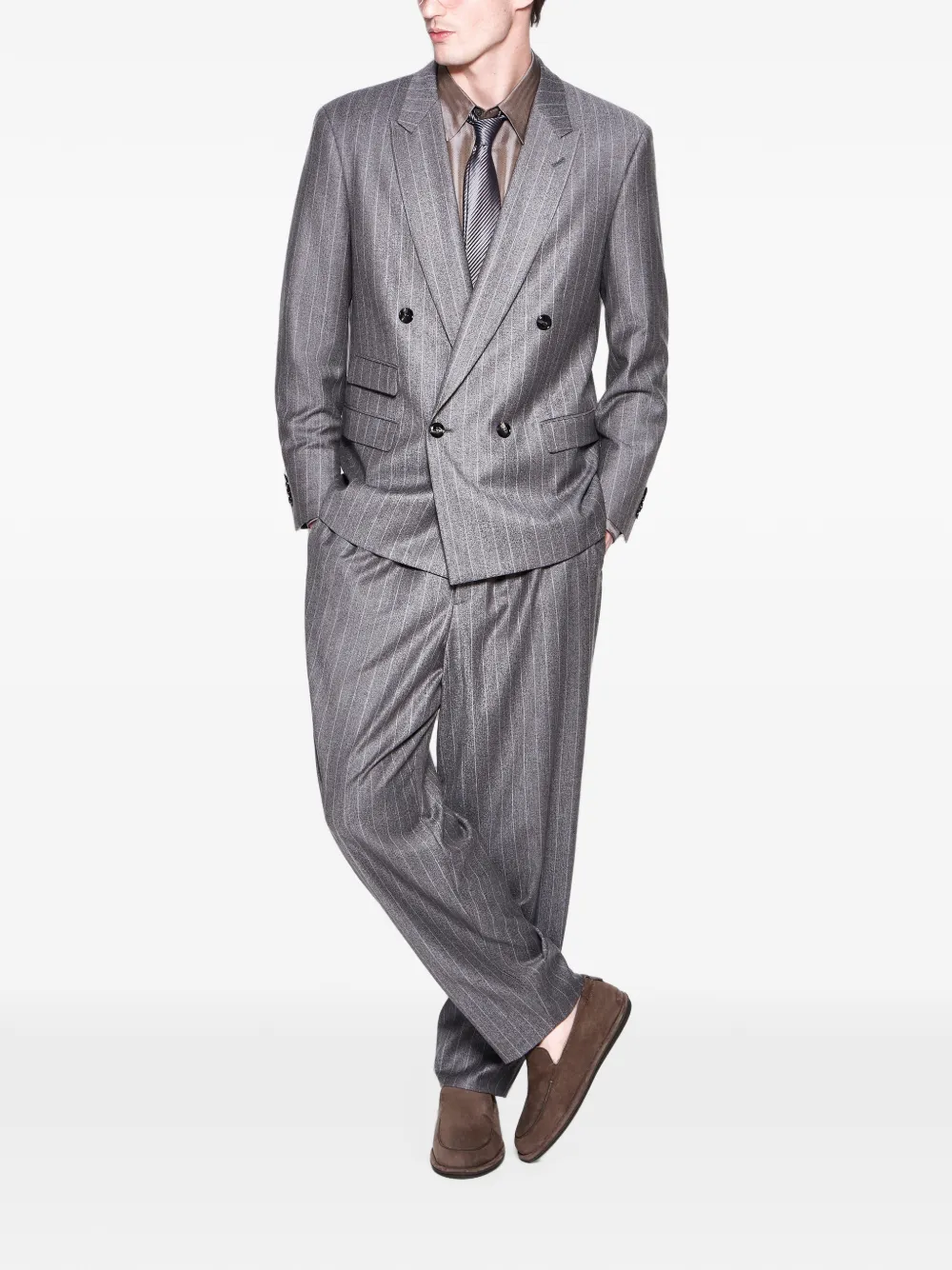 Giorgio Armani Pak met krijtstreep Grijs