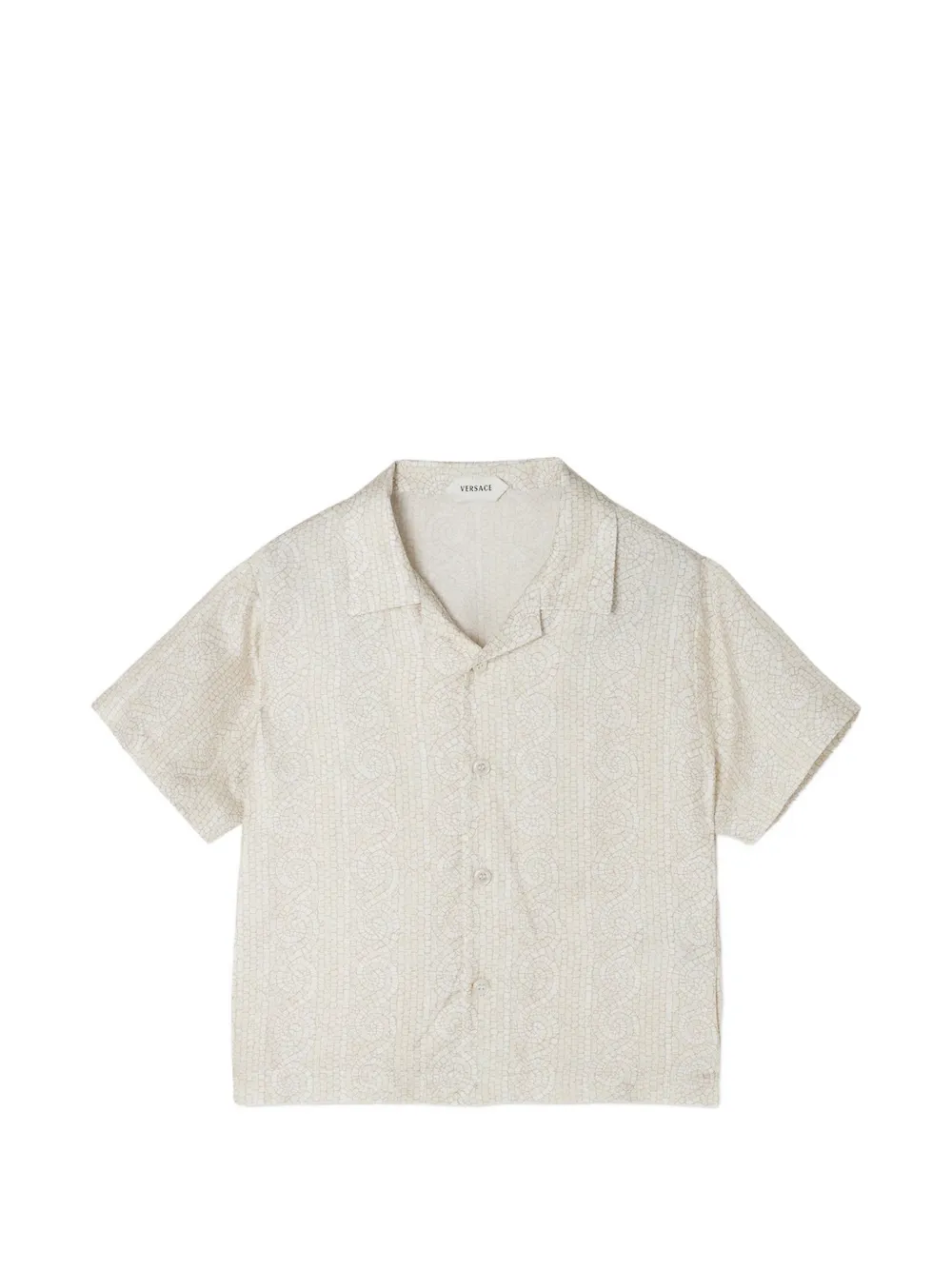 Versace Kids Greca Mosaic silk shirt - Toni neutri
