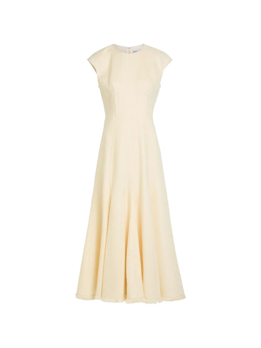 Gabriela Hearst Crowther frayed-edge cap-sleeve midi dress - Toni neutri