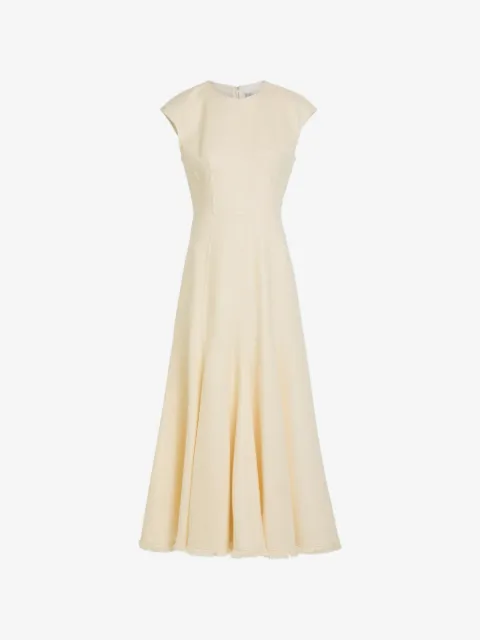 Gabriela Hearst Crowther frayed-edge cap-sleeve midi dress