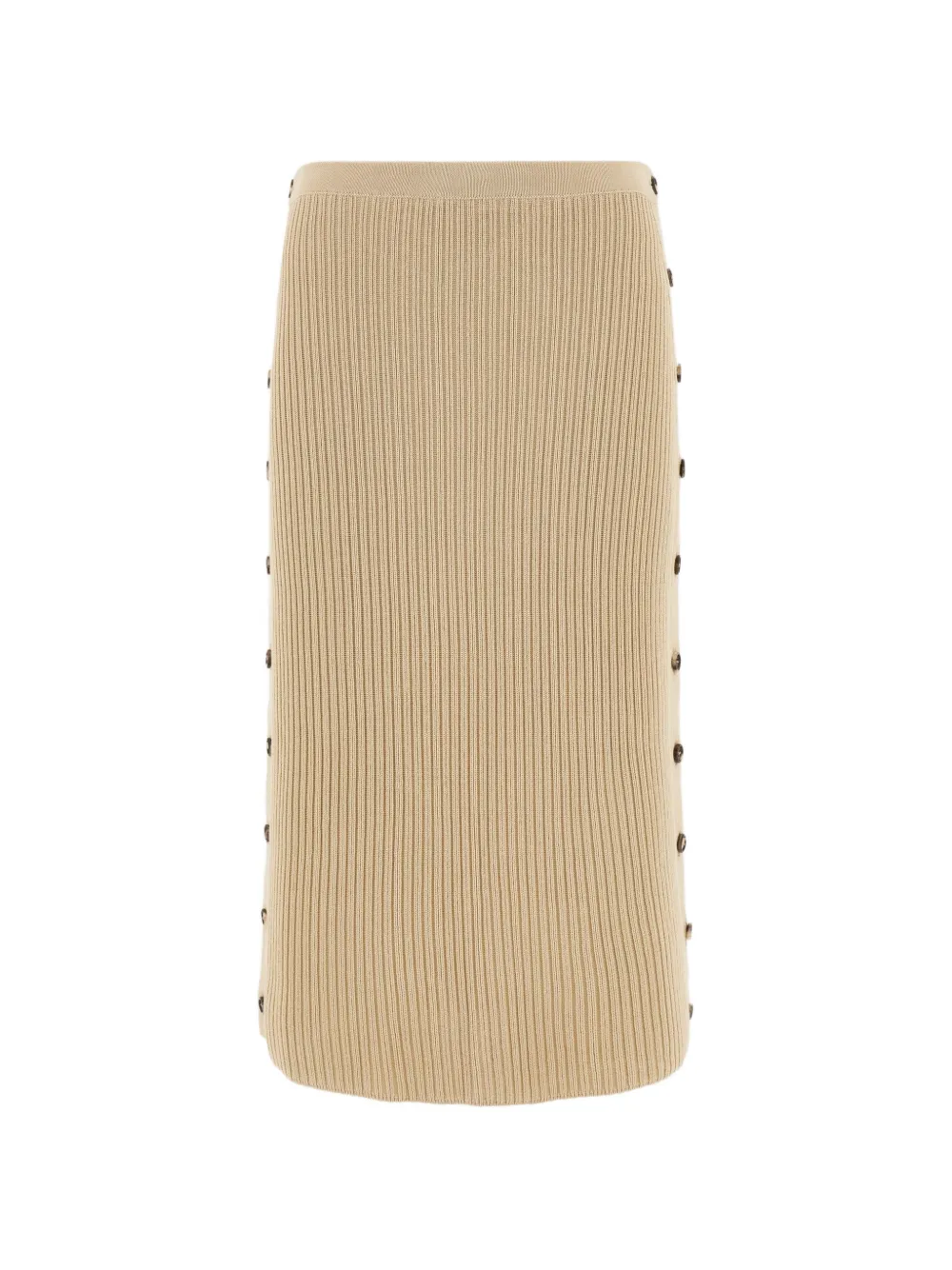 Ferragamo Gerippter Midirock mit Knopfdetail - Nude