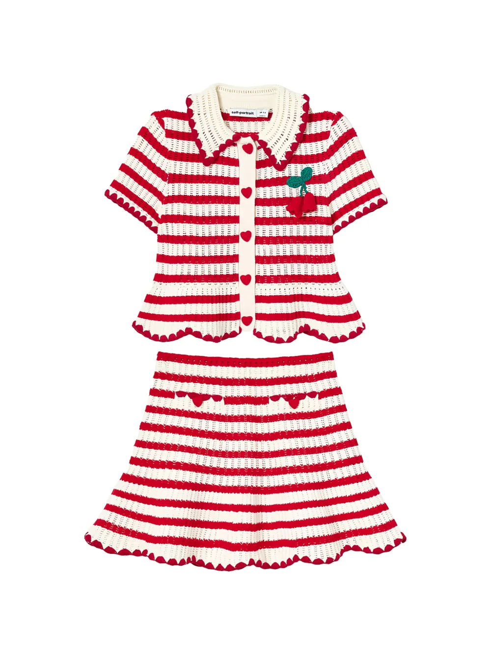 Self-Portrait Kids striped scalloped-edge tracksuit - Bianco